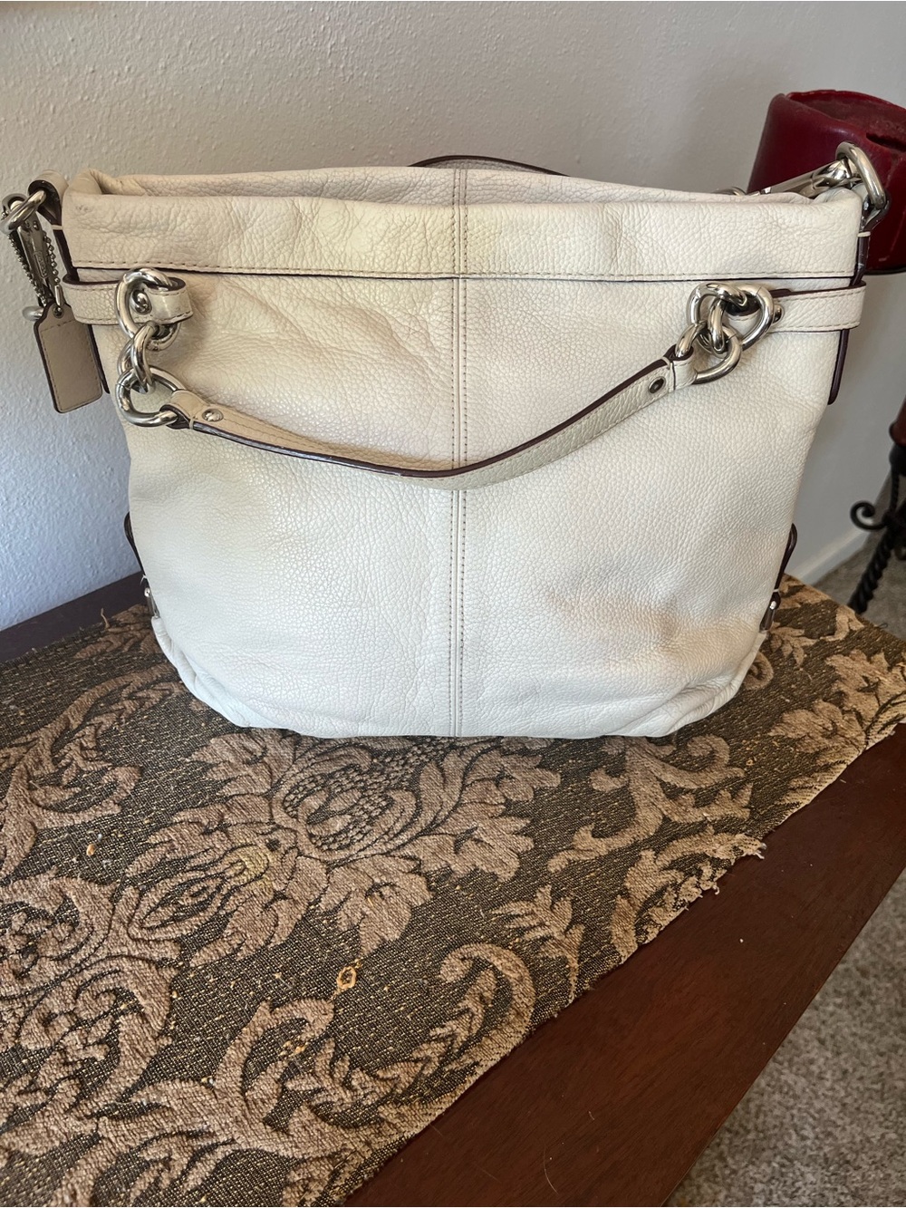 Coach Cream pebbled leather Leather Brooke Hobo bag with Silver Hardware F1716